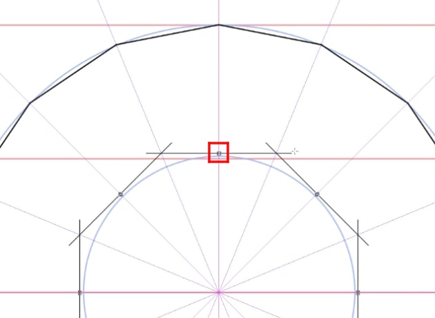 中央のカット面を描く