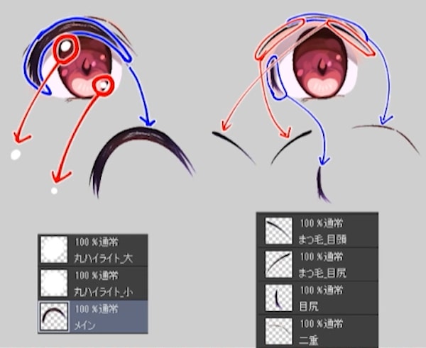 ハイライトとまつ毛